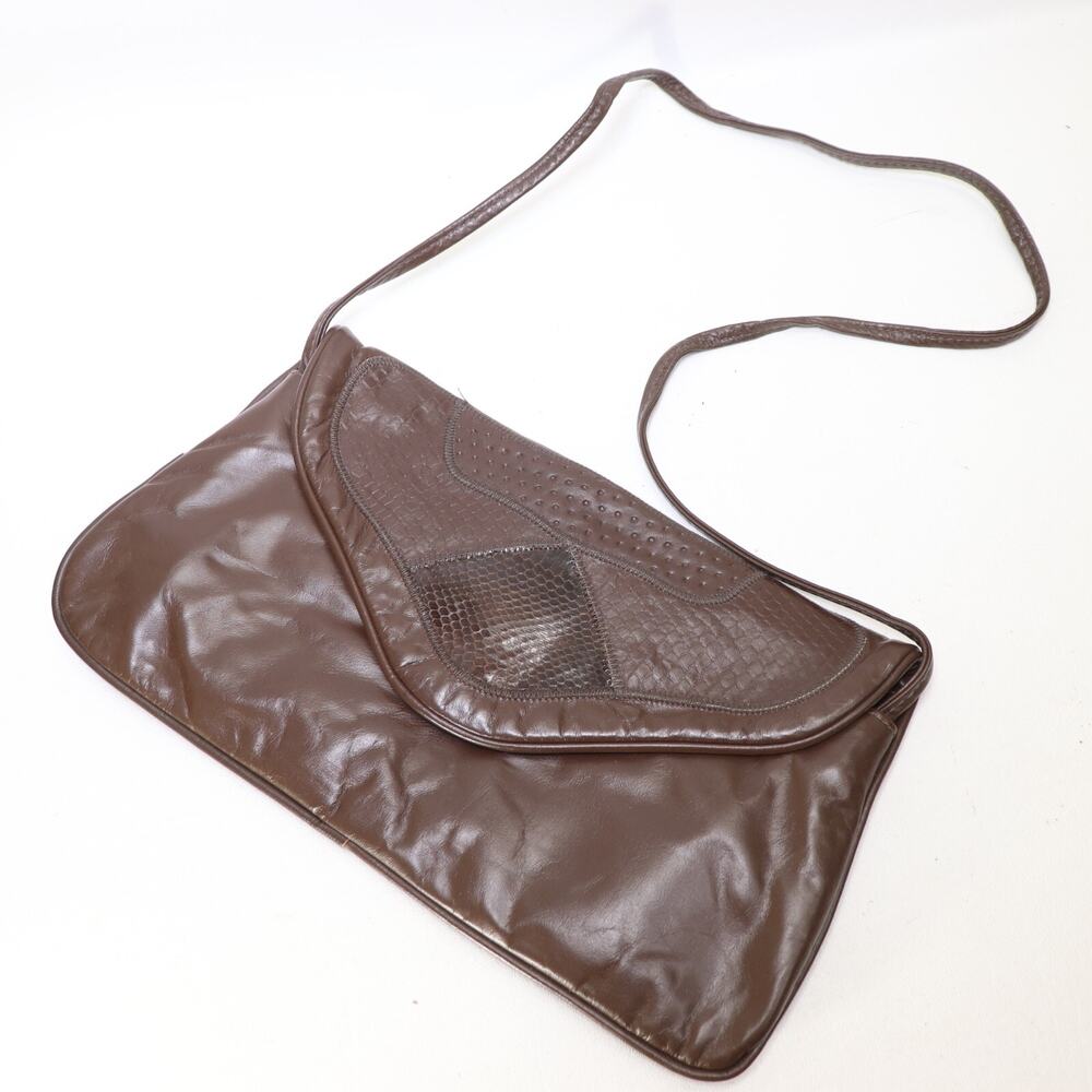 Vtg Joanna Fashion Bags Handbag S Brown Leather Convertible Clutch Shoulder Bag